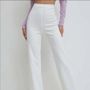 Straight wide leg white pants